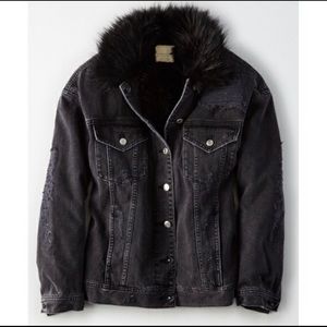 American Eagle Fur Lined Jean Jacket